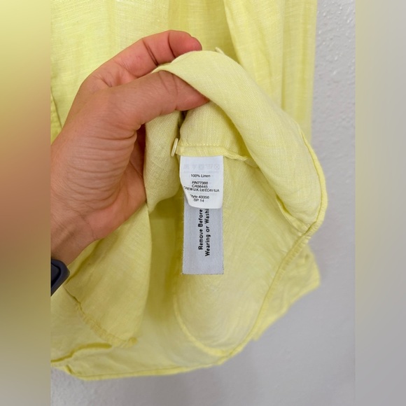 J Crew Perfect Shirt Yellow Linen Size 6 - Picture 3 of 7